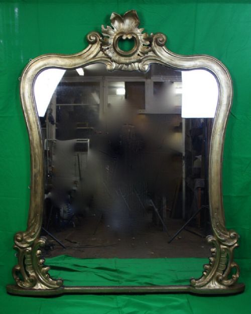 Large Carved Gilt Wood Overmantel Mirror