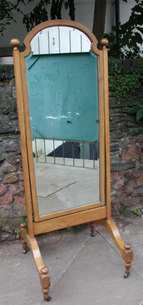 A Large Shop / Studio Walnut Cheval Mirror
