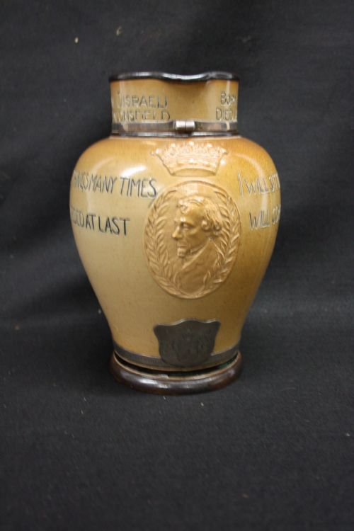 fig 1. Rare Commerative jug with political interest celebrating the 70th birthday of the Earl of feversham by his Doctor !