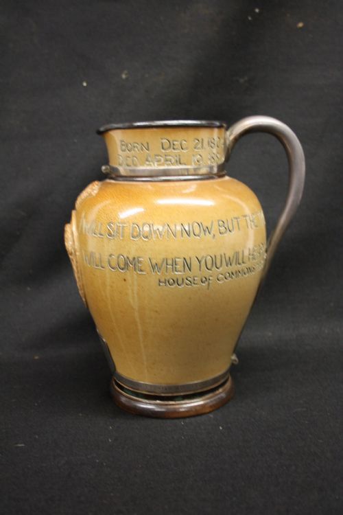 fig 2. Rare Commerative jug with political interest celebrating the 70th birthday of the Earl of feversham by his Doctor !