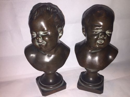 Pair 19th Century Bronze Laughing & Crying Infants  by Franz Xaver Messerschmidt
