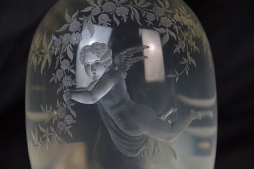 Edwardian Cut Glass Cherub  Wine Decanter