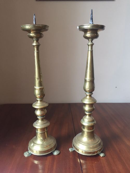 Early C19th Brass Altar Candlesticks