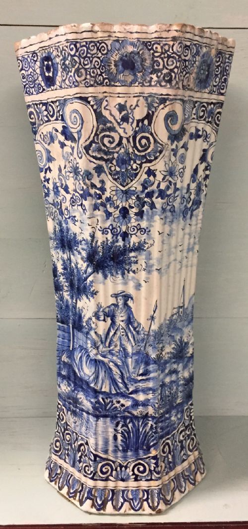 C18th Large  Delft Flared Vase