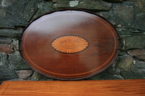 C19th Mahogany Inlaid  Butlers Tray