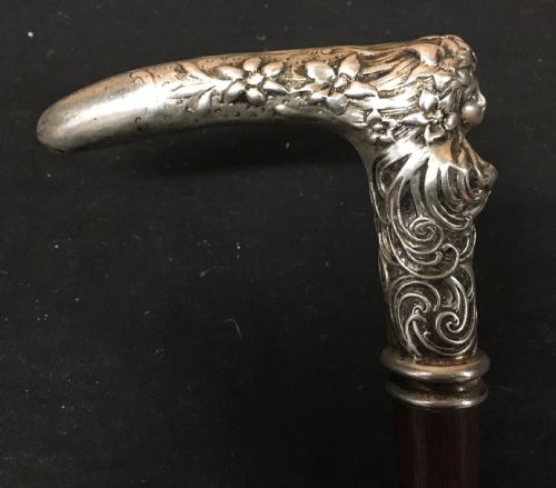 Art Nouveau Walking Stick with Hazel Shaft.