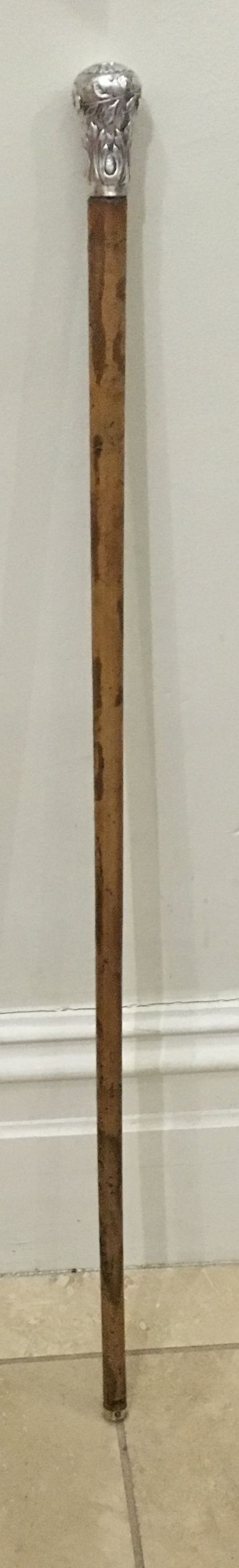 C19th Unmarked Silver Topped Cane