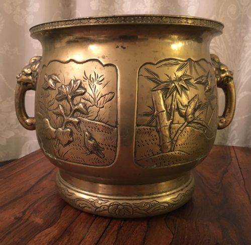 Large C19th Brass Chinoiserie Jardiniere