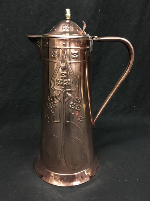 C19th Copper Art Nouveau Lidded Jug