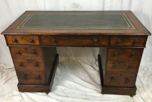 fig 1. C19th Walnut and pine pedestal desk