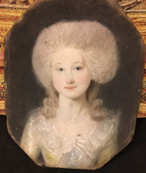 fig 1. C18th pastel portrait of a young woman  by JFA TISCHBIEN ( 1750-1812 ) 