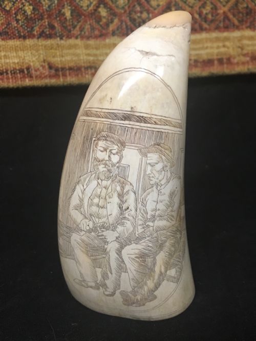 C19th Scrimshaw on a Whales Tooth
