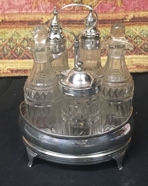 Georgian Bright Cut Hm Silver Cruet Stand