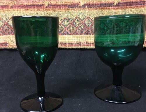 Two C18th Green Wine Glass