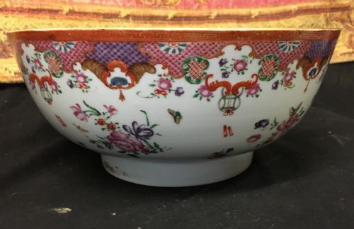 C18th Famille Rose Bowl/ Punch Bowl
