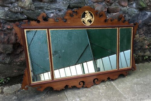 C19th Large Triptych Swansea Type Fretwork Mirror
