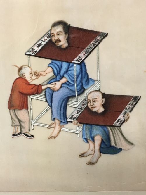 fig 1. C19th Chinese painting on pith paper