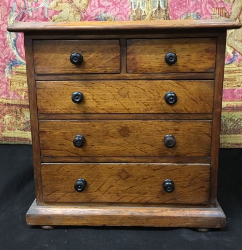 C19th Miniature Oak Set of Drawers