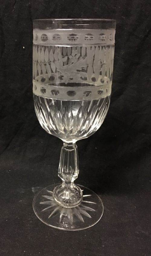 C19th Cut Glass Large Wine Glass/rummer