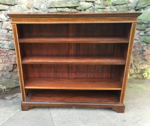 Edwardian Mahogany and Inlaid Open Bookcase