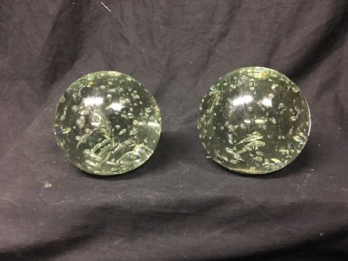 Two Light Green Victorian Large Glass Dumps