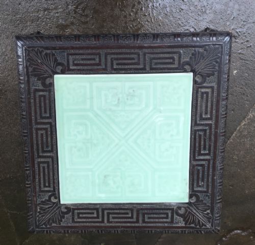 C19th Chinese Urn Stand with Celadon Glazed Tile.