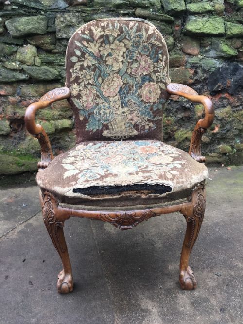 C19th Walnut Queen Anne Armchair