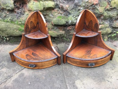C19th Pair of Rosewood Corner Wall Brackets