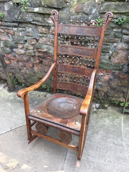 C19th Rocking Chair in the Carlo Bugatti Style.