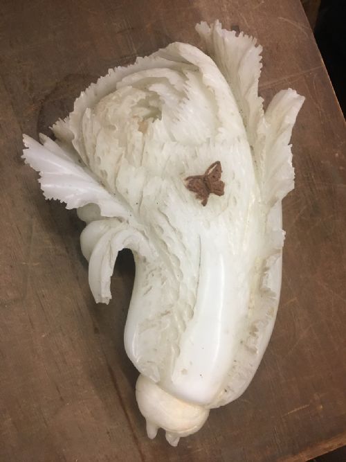 C19thnchineseb Jadeite White Cabbage Sculpture