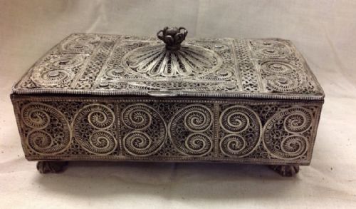 Edwardian Period Silver Filegree Box