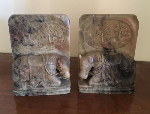 Pair of Chinese Soapstone Carved Bookends