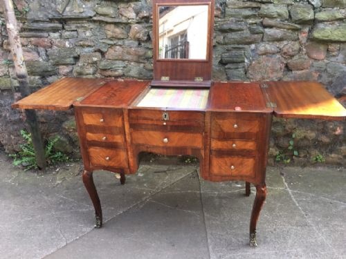 fig 1. C19th French king wood and walnut Poudreuse with impressive interior