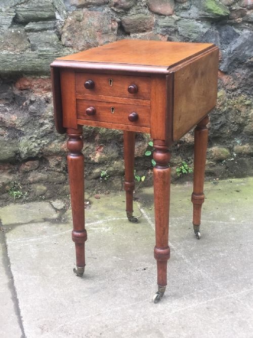C19th Small Mahogany Two Drawer Side Table