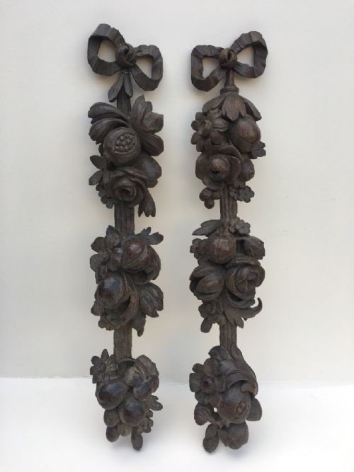 Pair of Carved Oak Wall Hangings