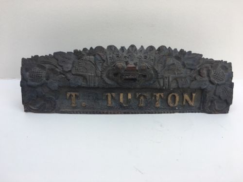 C19th Burmese Desk Name Plaque with an English Name