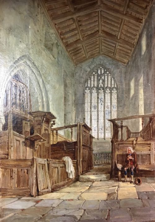 C19th Small Oil Painting on Canvas