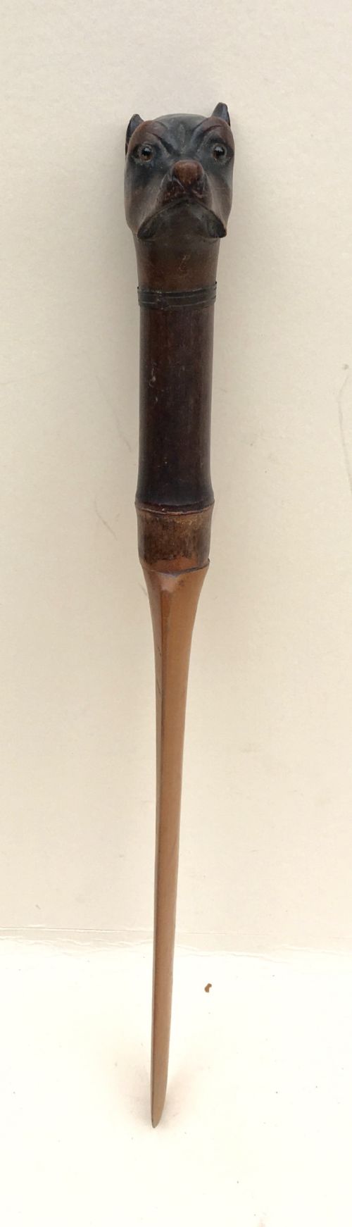 Large C19th Carved Dogs Head Page Turner