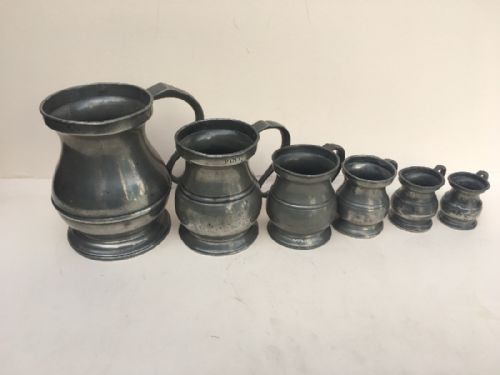Assembled Set of Antique Pewter Measures