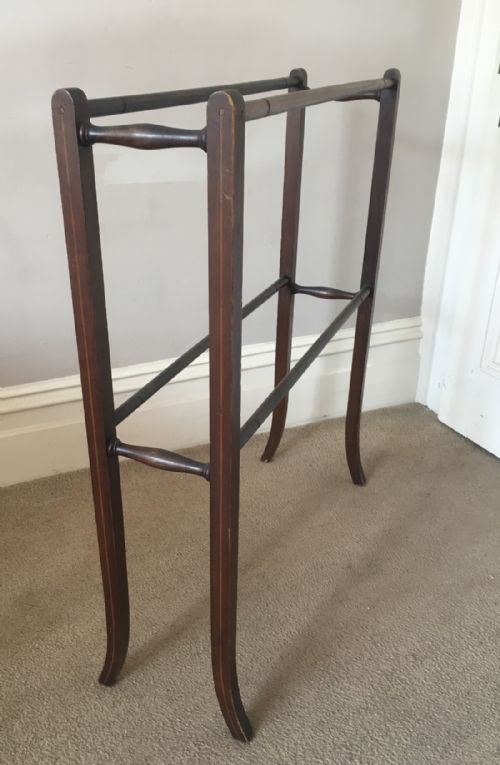 Edwardian Mahogany Line Inlaid Towel Rail