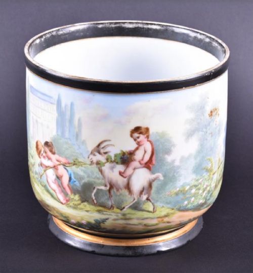 A Large C19th Hand Painted Bachanalian Wine Cooler