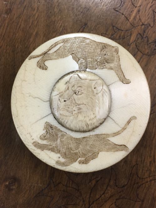 Meiji Period Ivory Box Depicting Tigers