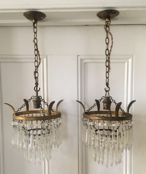Pair of 1920s Icicle Drop Chandeliers