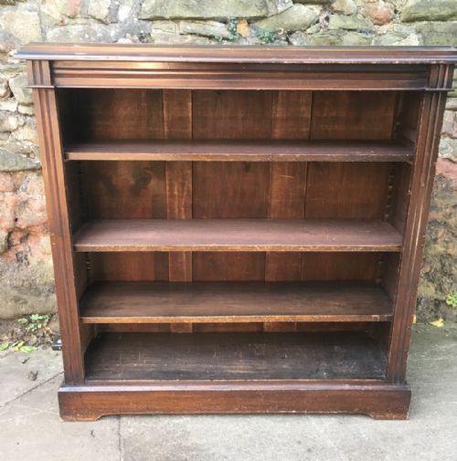 C19th Stained Pine Open Bookcase