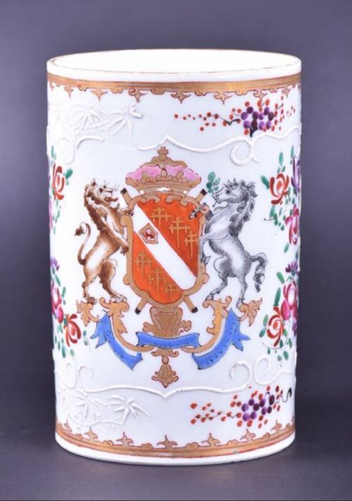 A Large Armorial Crested Mug