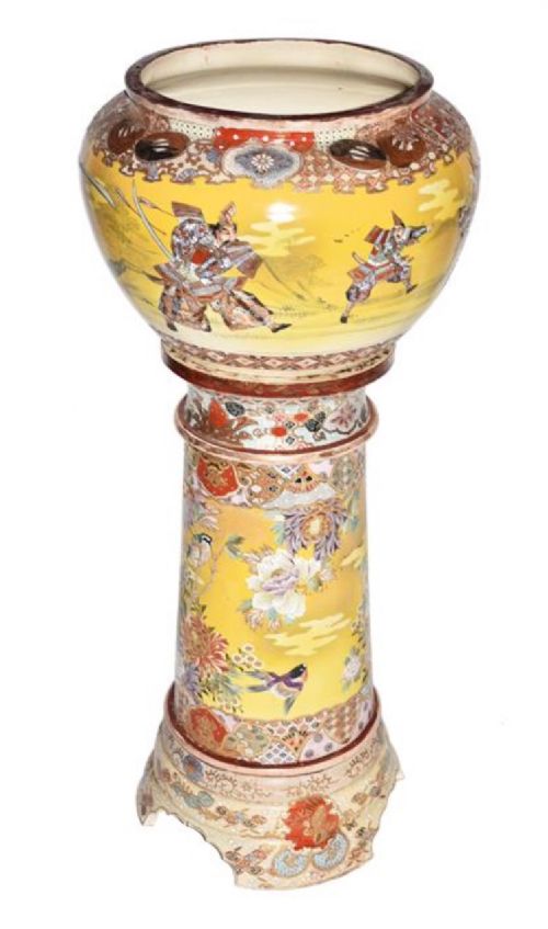 C19th Satsuma Jardinaire on Stand