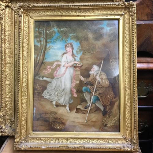 fig 1. C19th gouache study of a maiden and a beggar