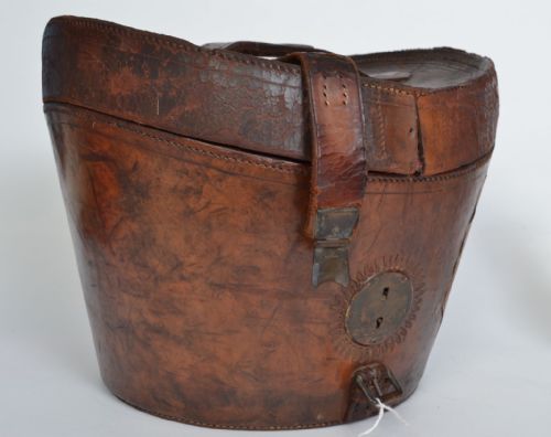 A 19th Century Stitched Tanned Leather Hat Box