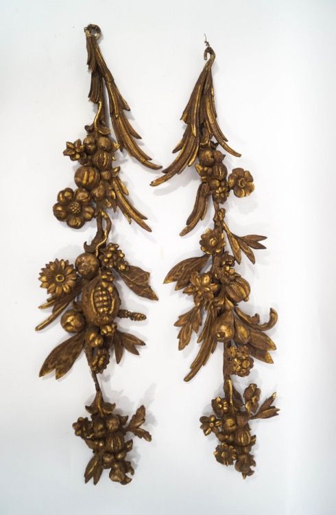 A Pair of C19th Gilded Gesso Appliqués