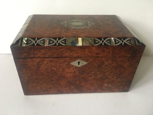 C19th Burr Amboyna Tea Caddy